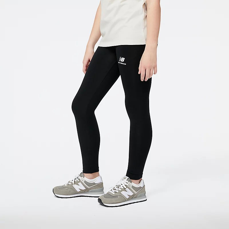 Dziecięce legginsy bawełniane z logo Stacked Essentials – CZARNE