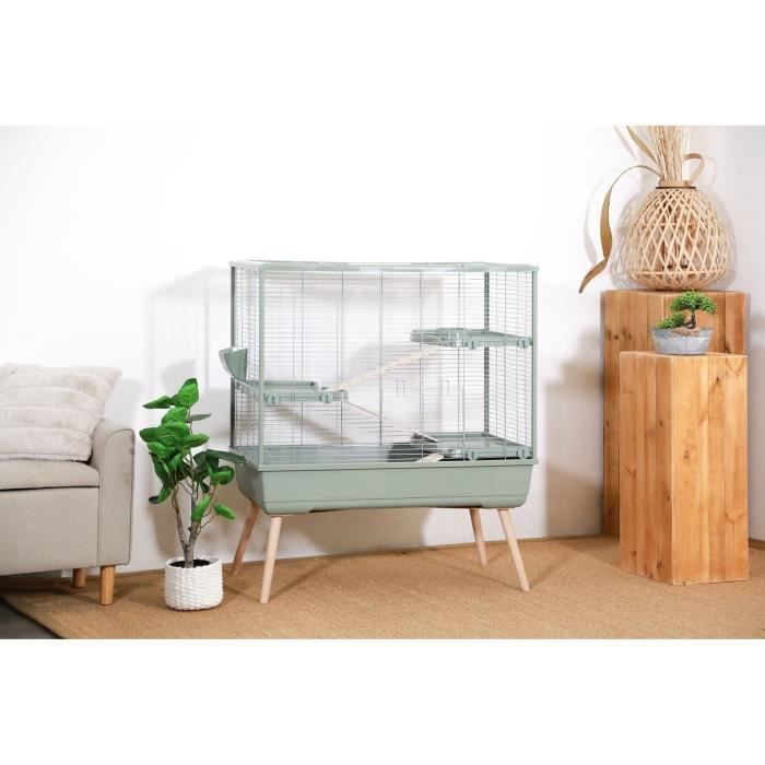 ZOLUX Neolife förhöjd gnagarbur - 3 nivåer för kaniner - 99 x 54 x 114 cm - Grön