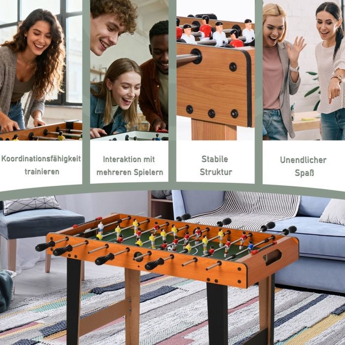 Mesa de futbolín con varillas de acero inoxidable, para adolescentes y adultos, 84,5 x 40 x 61,2 cm, negra.