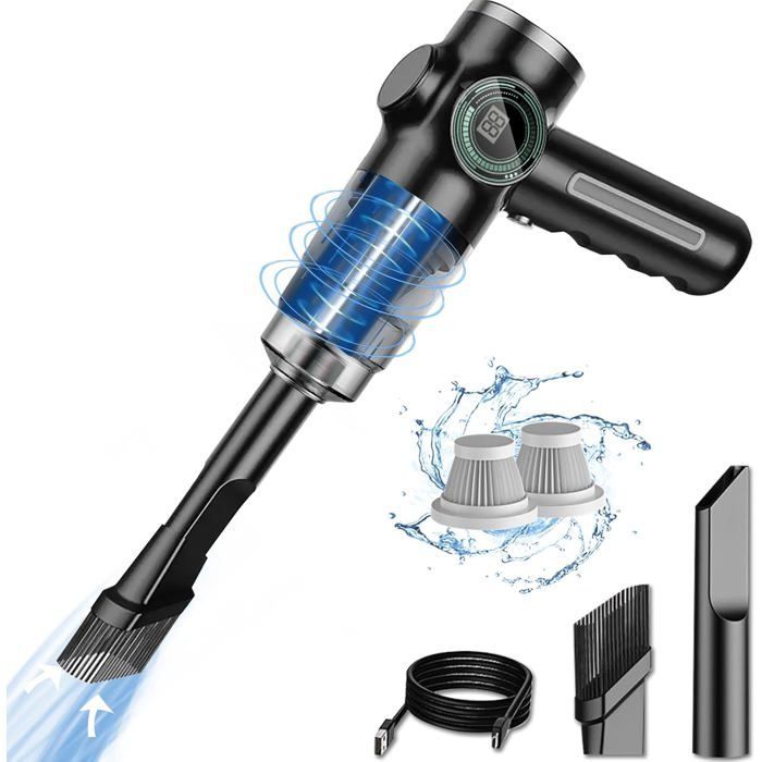 Aspiradora inalámbrica para coche XVX 29000Pa 120W: potente aspiradora de mano recargable con pantalla LCD y batería de larga duración.
