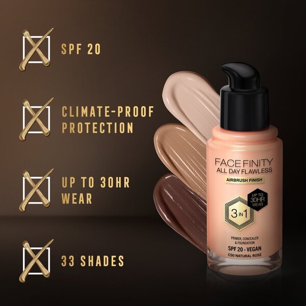 Max Factor Facefinity All Day Flawless C50 Natural Rose Foundation 30ml