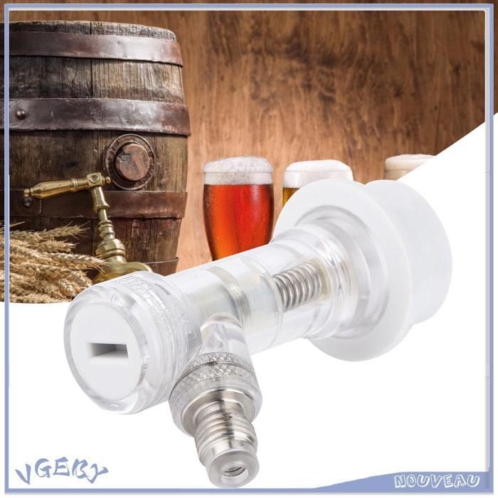 Conector de barril con bloqueo, conector de barril de cerveza de acero inoxidable con válvula antirretorno interna, con válvula