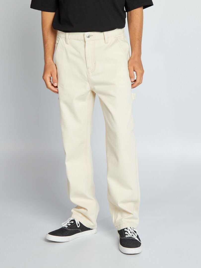Jeans met wijde pijpen - BEIGE
