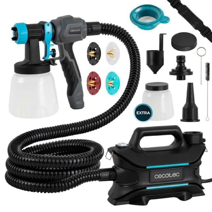 Équipe de Pulvérisation de Peinture Cecotec PerfectPaint 800 EasyGo avec 800W de Puissance, Précision de 18kPa, Inclut 4 Buses