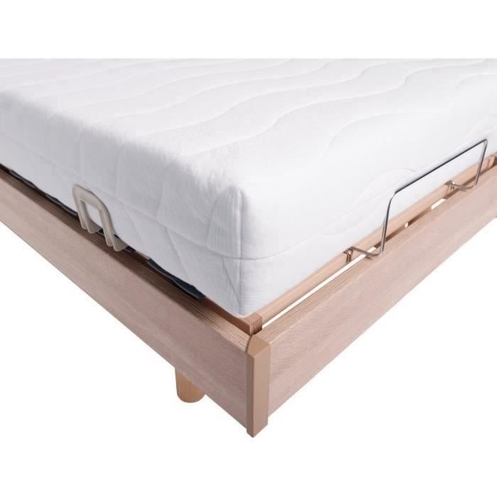 Conjunto de relajación: colchón + base de cama eléctrica 140x190cm - Espuma - Firme - TALCA Hecho en Francia