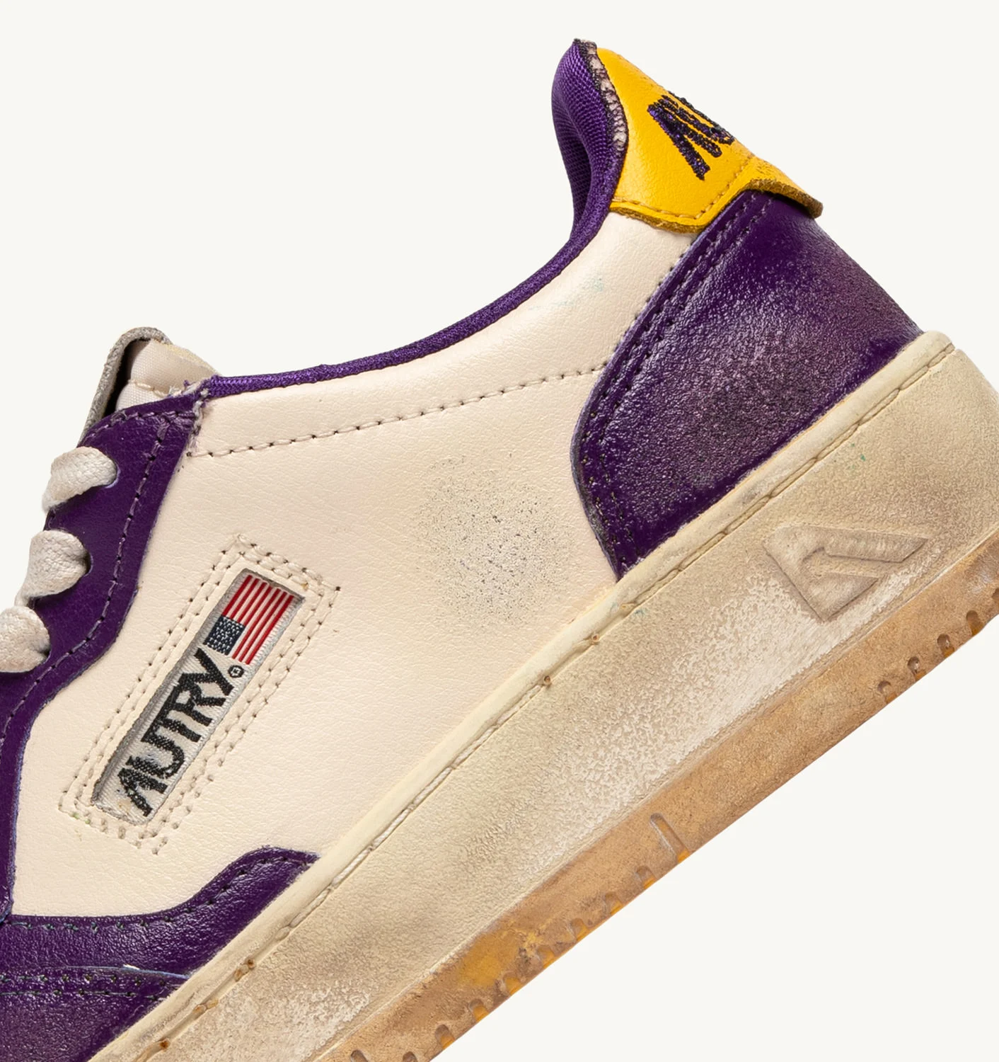 TENIȘI MEDALIST LOW SUPER VINTAGE DIN PIELE ALBĂ ȘI VIOLA