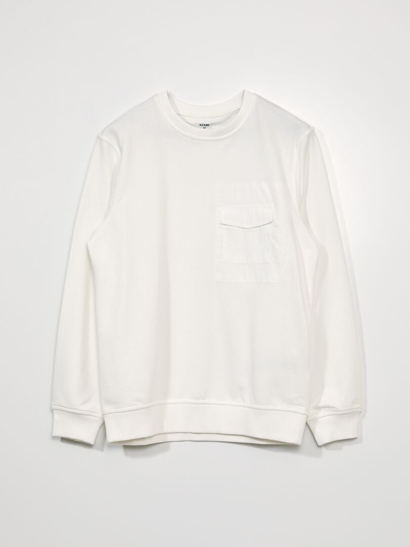 Fleece trui met borstzak - Wit