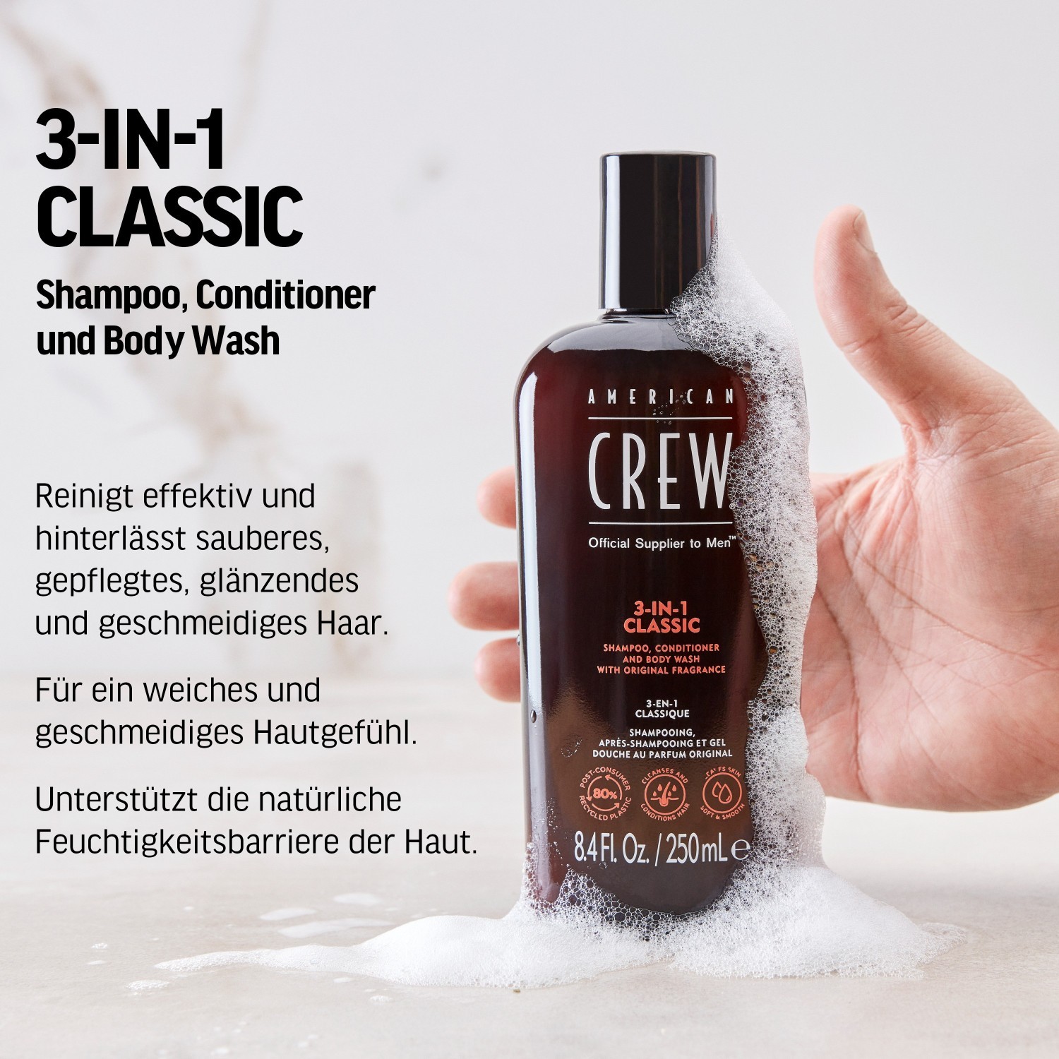 American Crew 3-v-1 klasični šampon - 250 ml