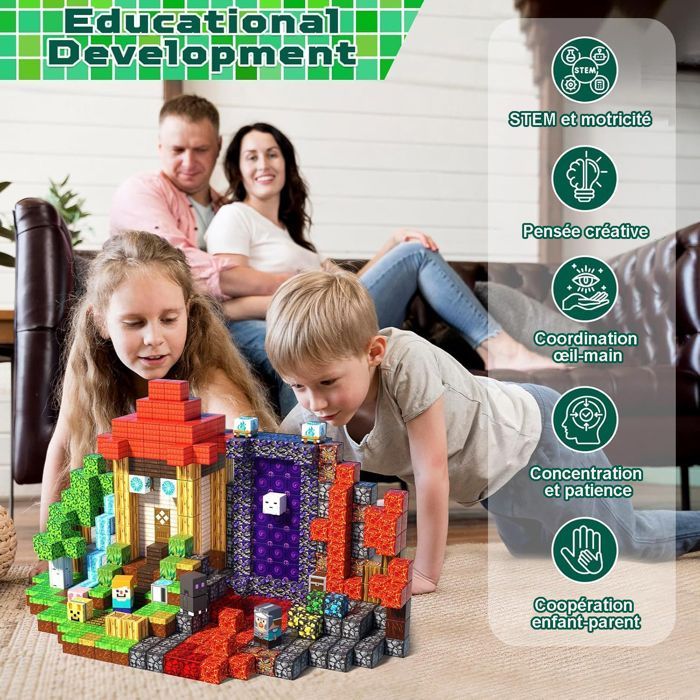 Cubo magnetico - Blocco magnetico - Set di costruzioni magnetiche per bambini - 200 pezzi, 2 x 2 x 2 cm - Giocattolo per bambini dai 3 ai 6 anni