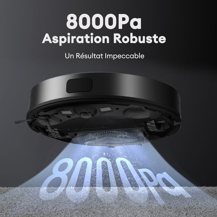 Robot aspirapolvere DL10 - ULTENIC - 8000 Pa / Fino a 200 minuti - Connettività con app e Alexa - Peli di animali domestici - Tappeti