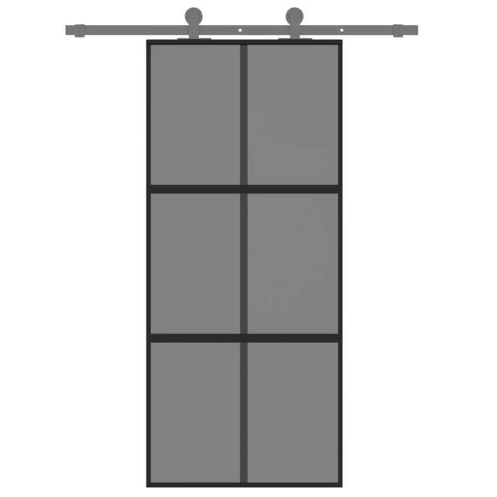 vidaXL Porte coulissante noir 90x205 cm verre trempé aluminium 155214