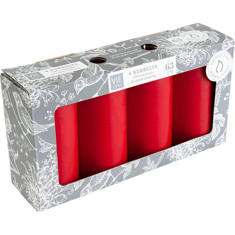 Vie Home Cube Kerzen, 4er-Pack, Durchmesser 6,8 cm, Höhe 14 cm