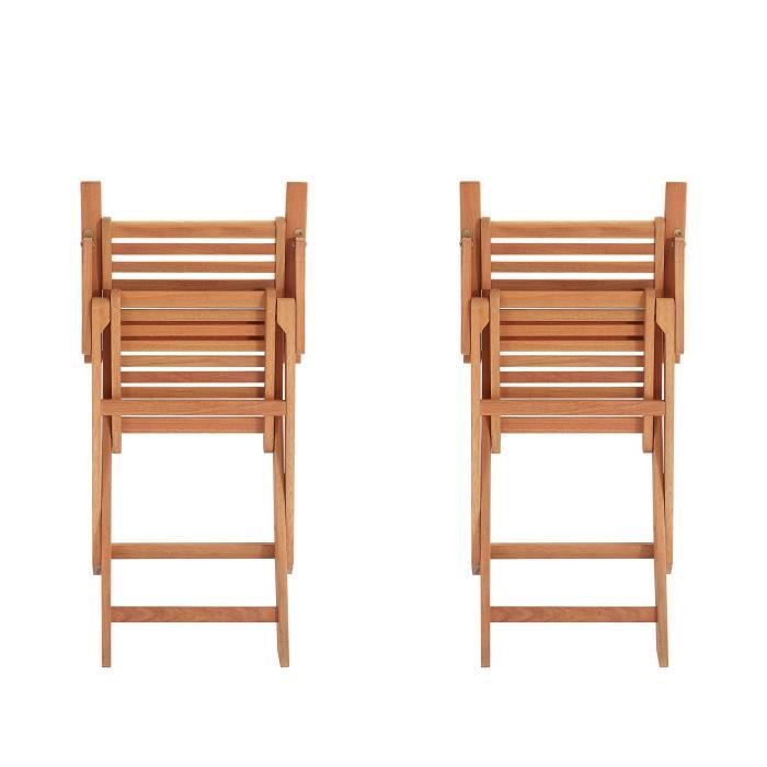 Juego de 2 sillas plegables de jardín - EDEN - Madera de eucalipto con certificación FSC - 57,5 x 52,5 x 91 cm