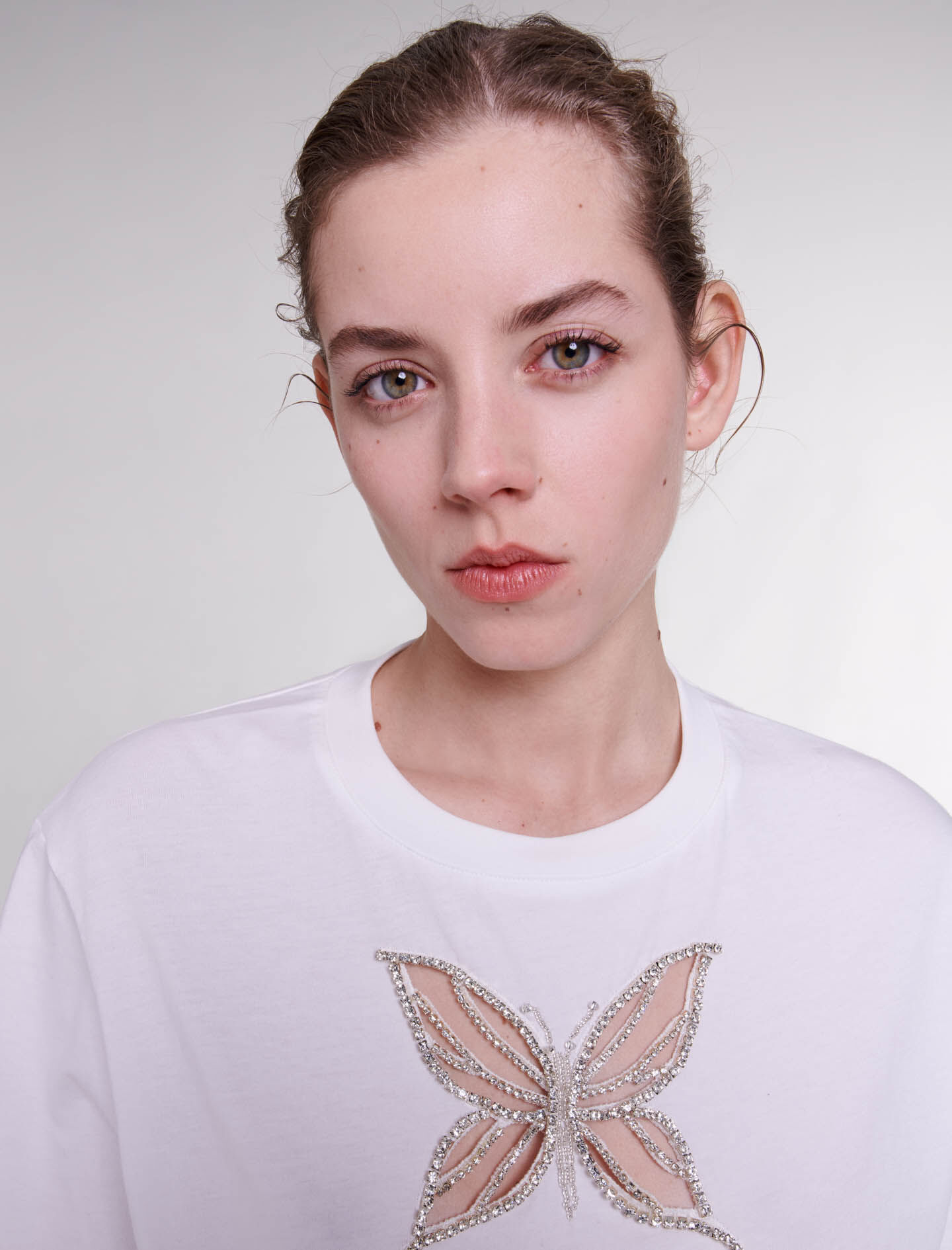 Tricou cu sclipici - Alb