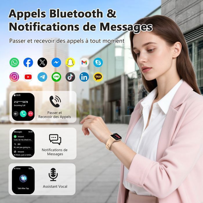 Blackview dames smartwatch, fitness tracker, activiteitstracker voor Android, iOS, Samsung, Xiaomi, iPhone