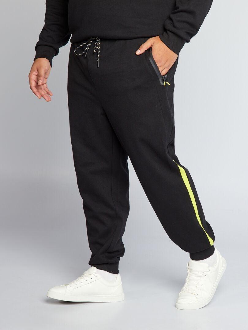 Piqué gebreide joggingbroek - zwart