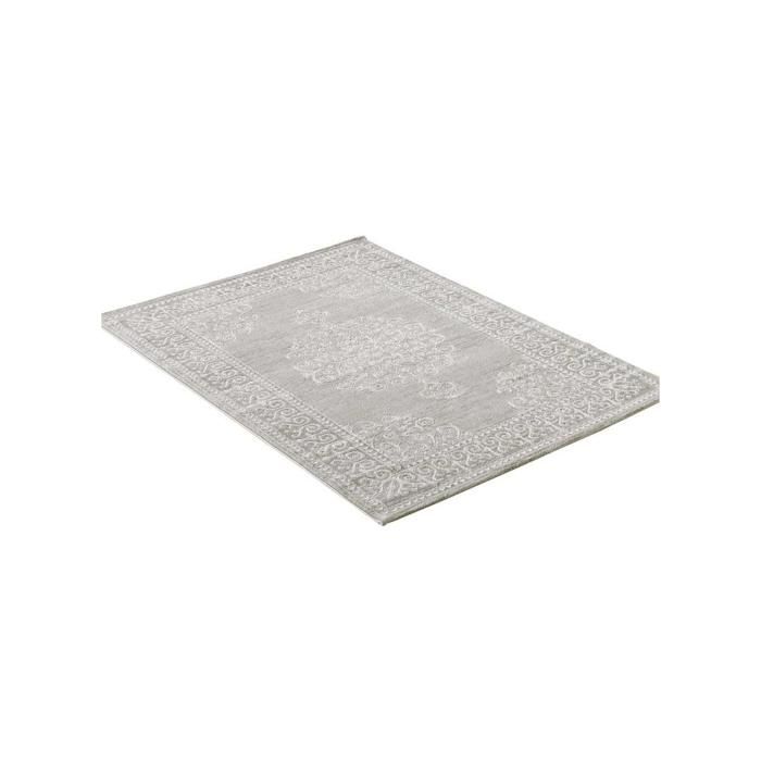 Tapis oriental 120x160 rectangle beige tissé motif ancestral LYN7 MIRALI