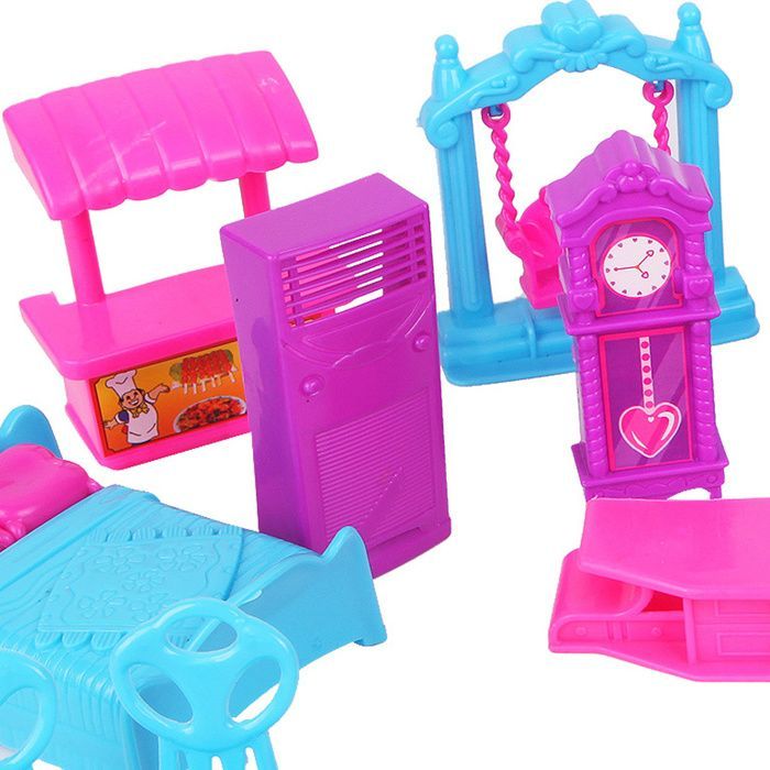 Ensemble de jeu pour maison de poupée, 22 pièces, meubles en plastique, pièces miniatures, jouets pour bébés et enfants