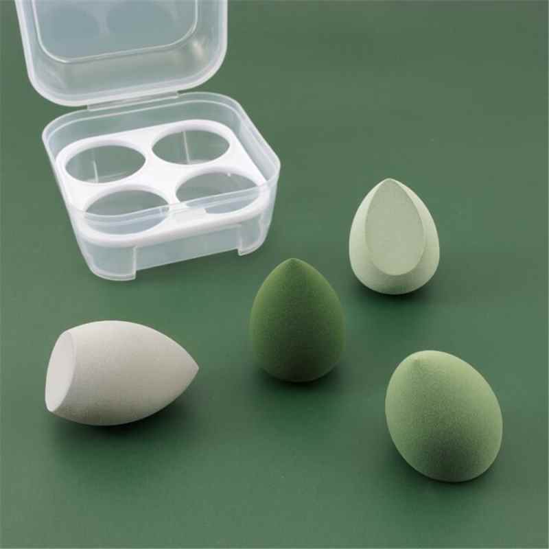 Kit de maquillage 4 pièces avec éponges à poudre et boîte de rangement - Accessoires de beauté pour femmes
