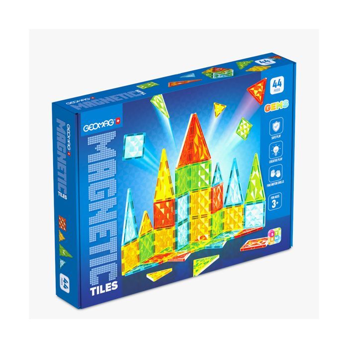 Magnetic Tiles - GEOMAG - Tiles Gems 4102 - 44 pieces - Geometric shapes - Crystal effect