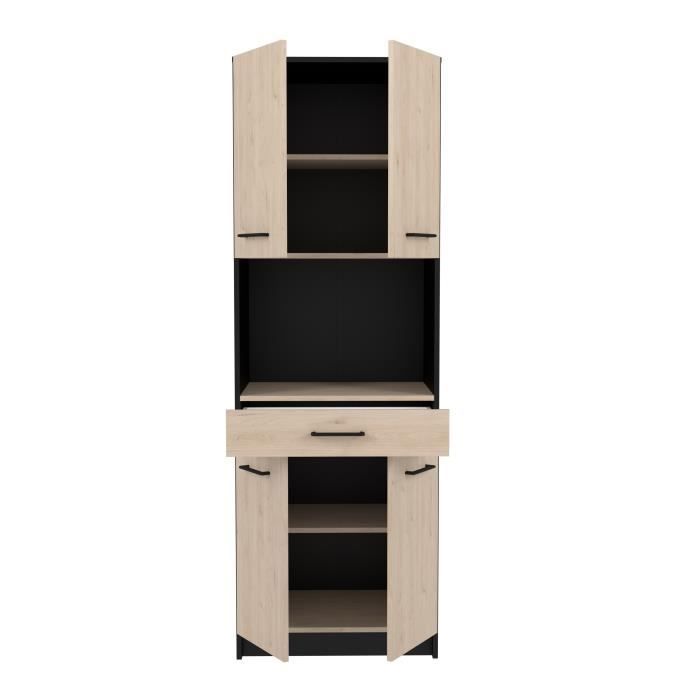 IDEM keukendressoir - Eikenhout en zwarte afwerking - 4 deuren + 1 lade - B 60 x D 42 x H 177 cm