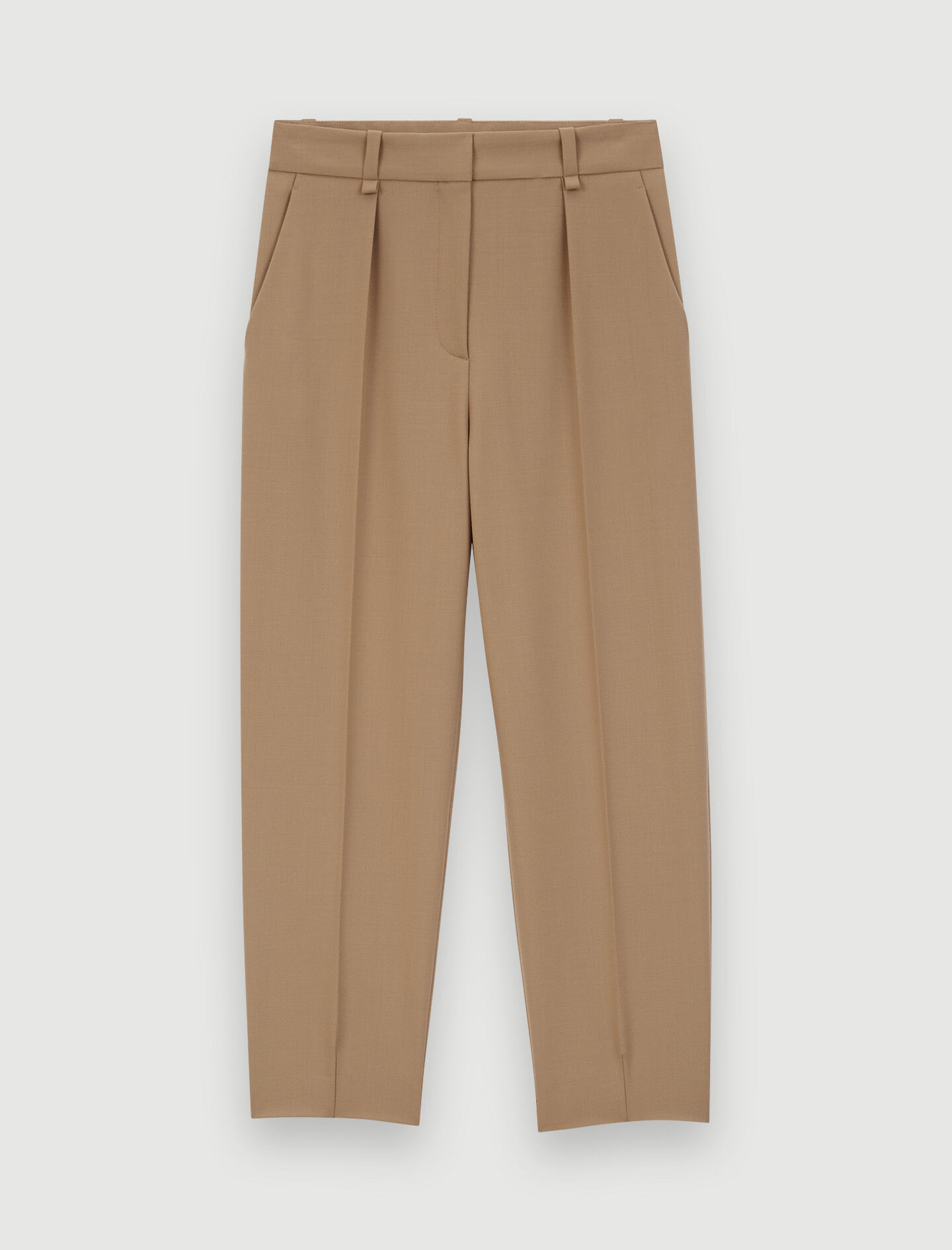Pantaloni croiți cu pliuri - Camel