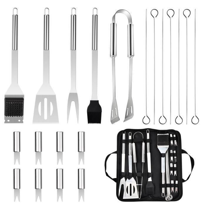Ustensiles de barbecue - 20PCS - Acier Inoxydable - Durable - Antirouille - Ergonomique