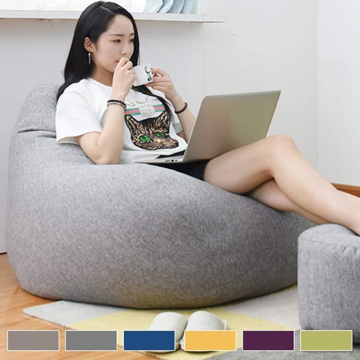 Classic Indoor and Outdoor Bean Bag Chair, Bean Bag Without Filling, Large, Cover for Adults and Children (XL Grey).