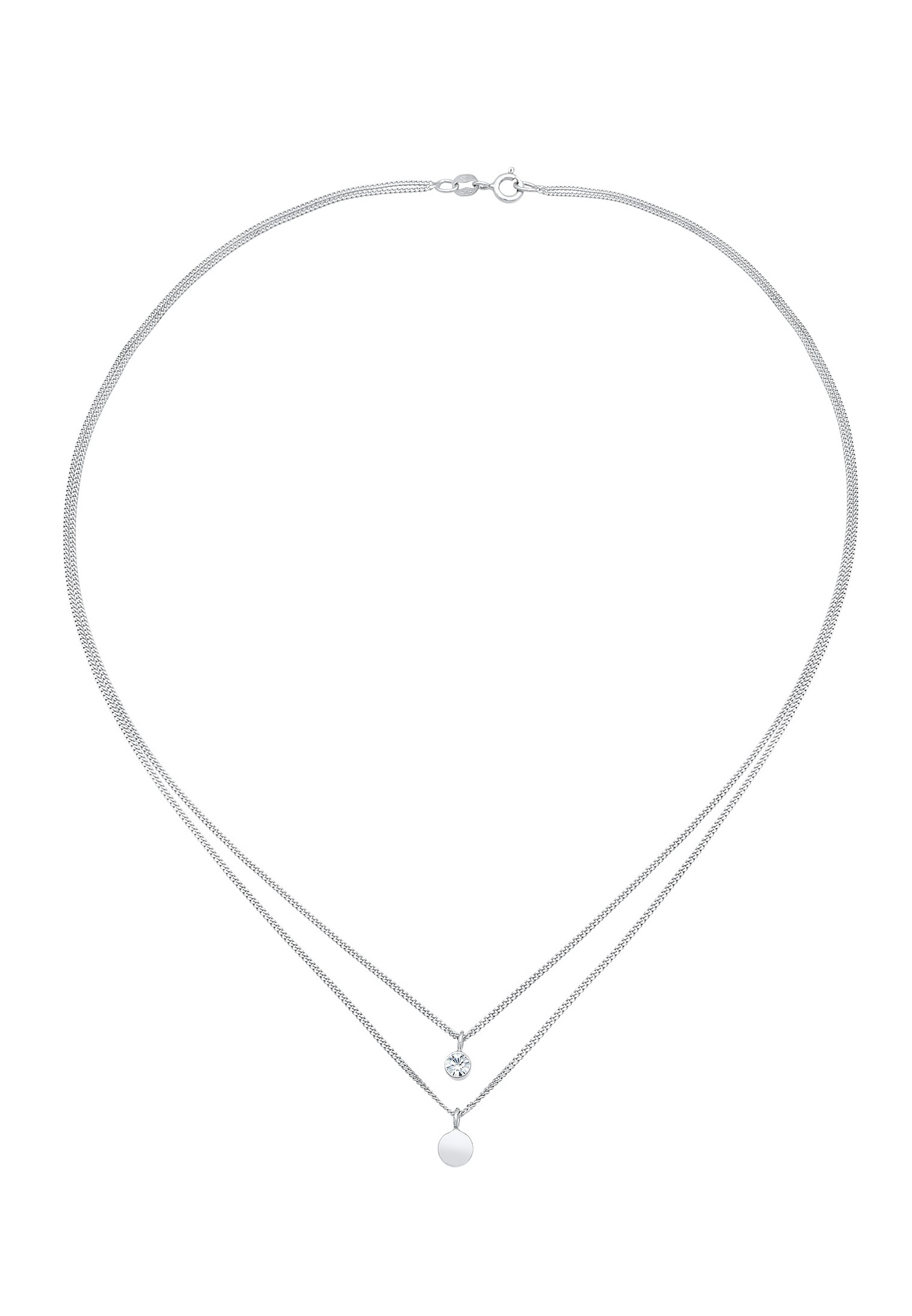Elli Femmes couches plaquette basique avec cristal en argent sterling 925