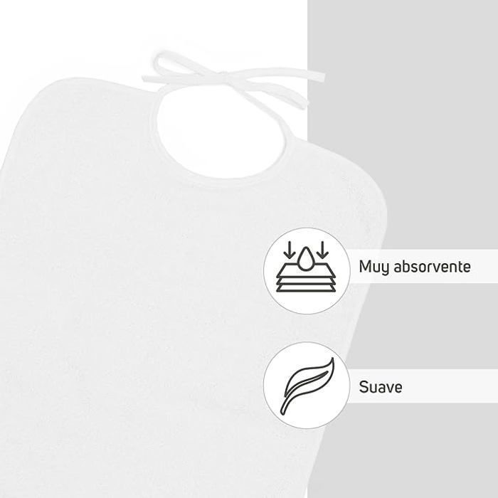 Ti TIN | Pack of 3 Terry Cloth Bibs | For Babies Over 1 Year Old | Ribbon Closure | White | 32x36 cm