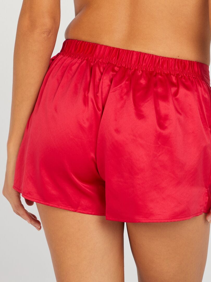 Shorts de pijama de cetim - VERMELHO