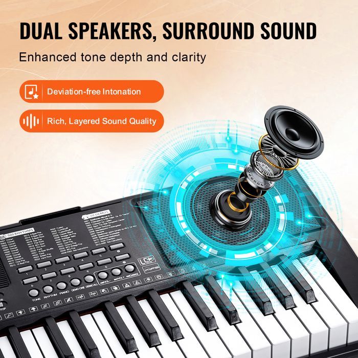 Teclado de piano digital VEVOR - 88 teclas - 1000 tonos - Pedal de sustain, auriculares, micrófono, MIDI USB, para principiantes