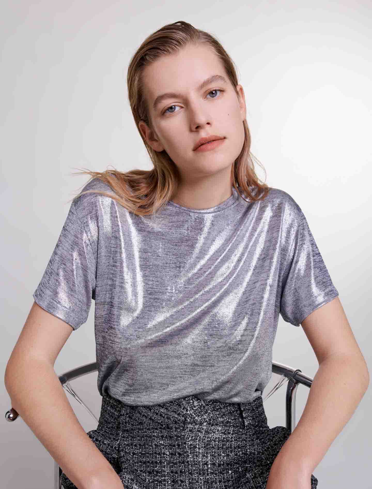 Lamé T-shirt - Zilver