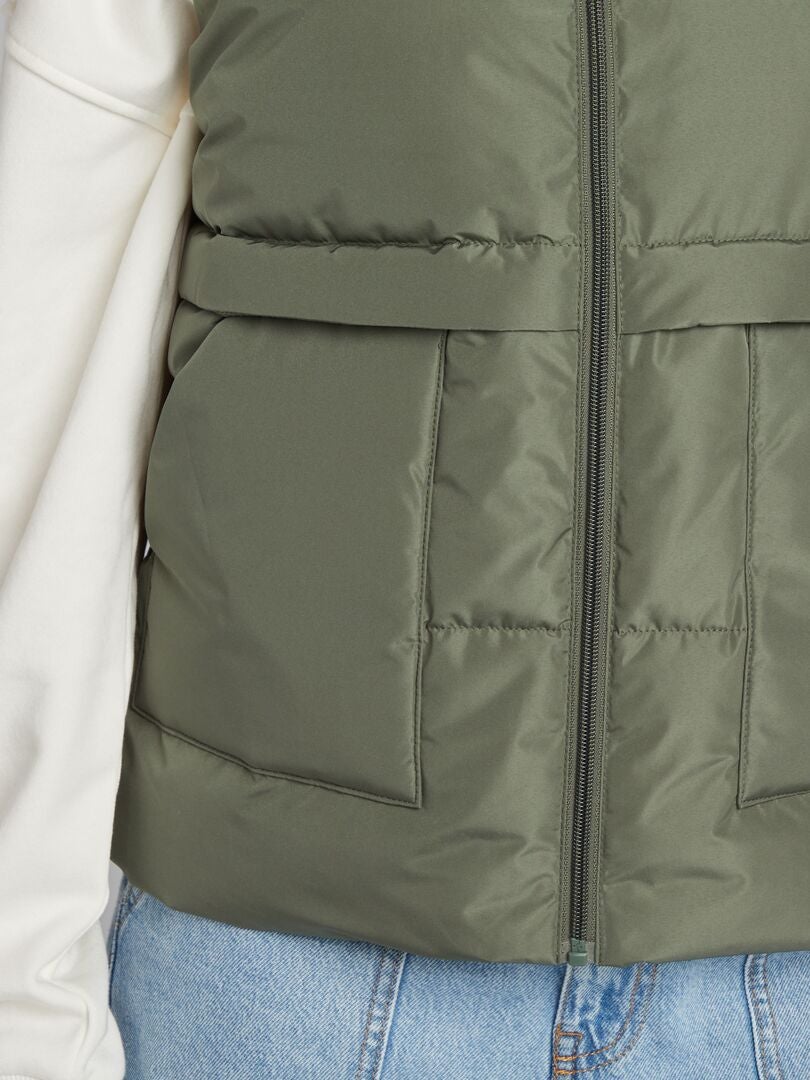 Mouwloze gewatteerde donsjas - KHAKI