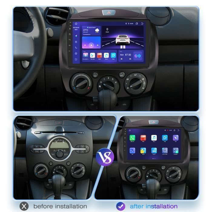 6GB+64GB Android 14 autoradio voor Mazda 2 2007-2014, GPS-navigatie, 2Din multimediaspeler, DSP, WiFi, CarPlay, Bluetooth, stereo audio