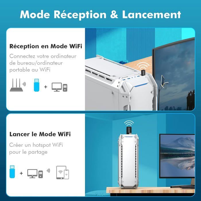 AC1300 NF-U323 Dual Band 2.4/5GHz USB WiFi Adapter, Nano USB 3.0 Adapter for Windows PC and Mac
