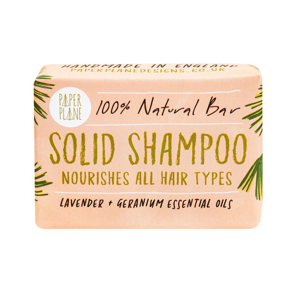 Papieren Vliegtuigje Vaste Shampoo Bar Lavendel en Geranium 95g