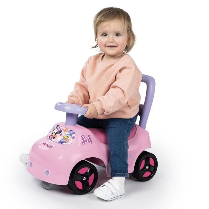Smoby - 2-i-1-bil for barn - Minni Mus - Oppbevaringsrom under setet - Fra 10 måneder - Laget i Frankrike