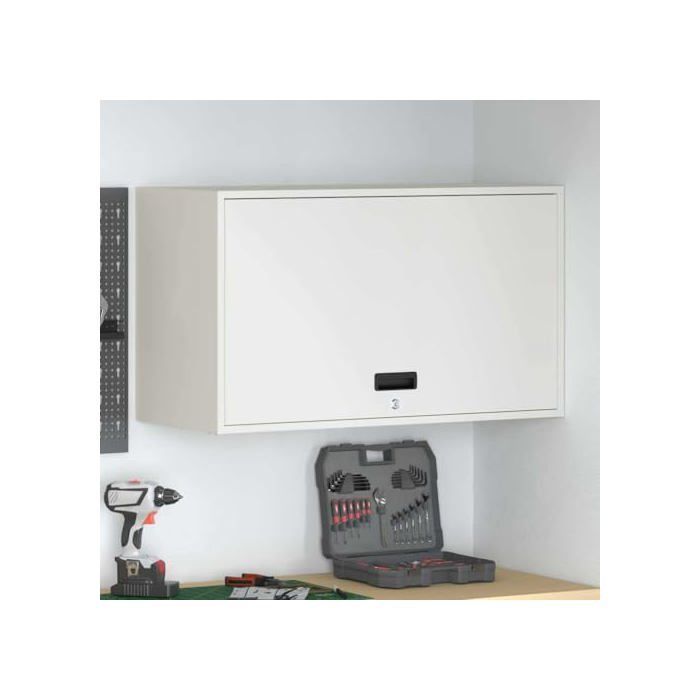 Armario de garaje mural - vidaXL - Blanco - 90x40x53 cm - Acero con recubrimiento en polvo - Montaje en pared