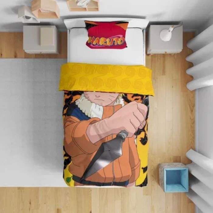 Naruto Shippuden - Juego de ropa de cama infantil, funda nórdica de 140x200 cm, una funda de almohada de 63x63 cm.