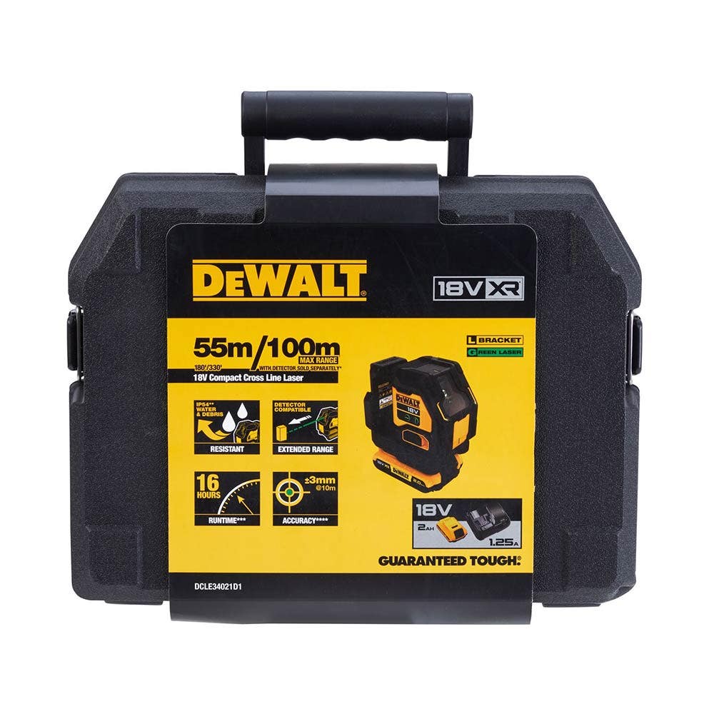 Kit de laser de linha cruzada verde compacto DEWALT 18V XR DCLE34021D1-XE