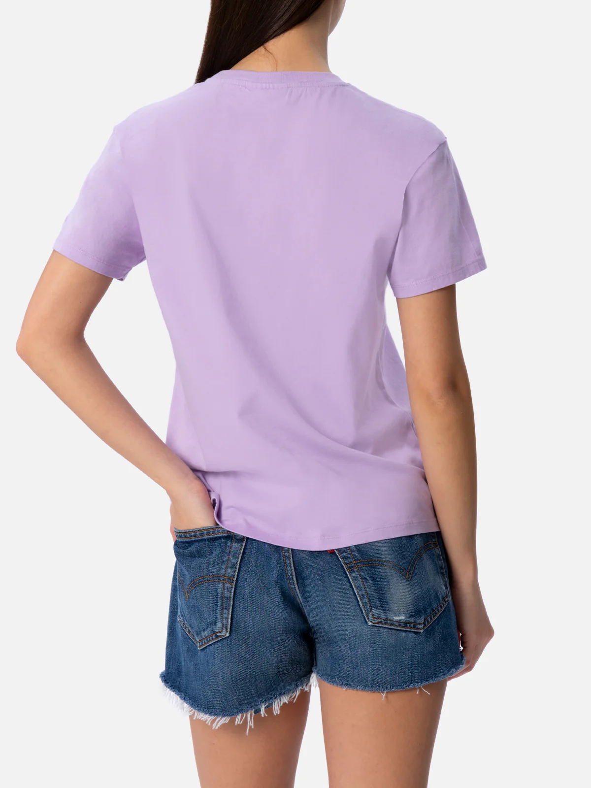 T-shirt da donna girocollo Emilie in jersey di cotone con ricamo Save