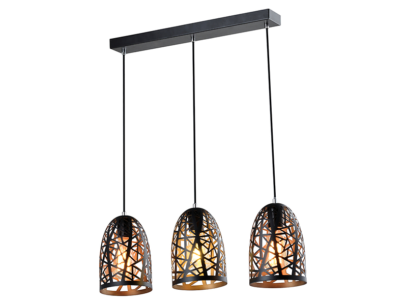 Lampa wisząca Carlow 3-punktowa metalowa czarna