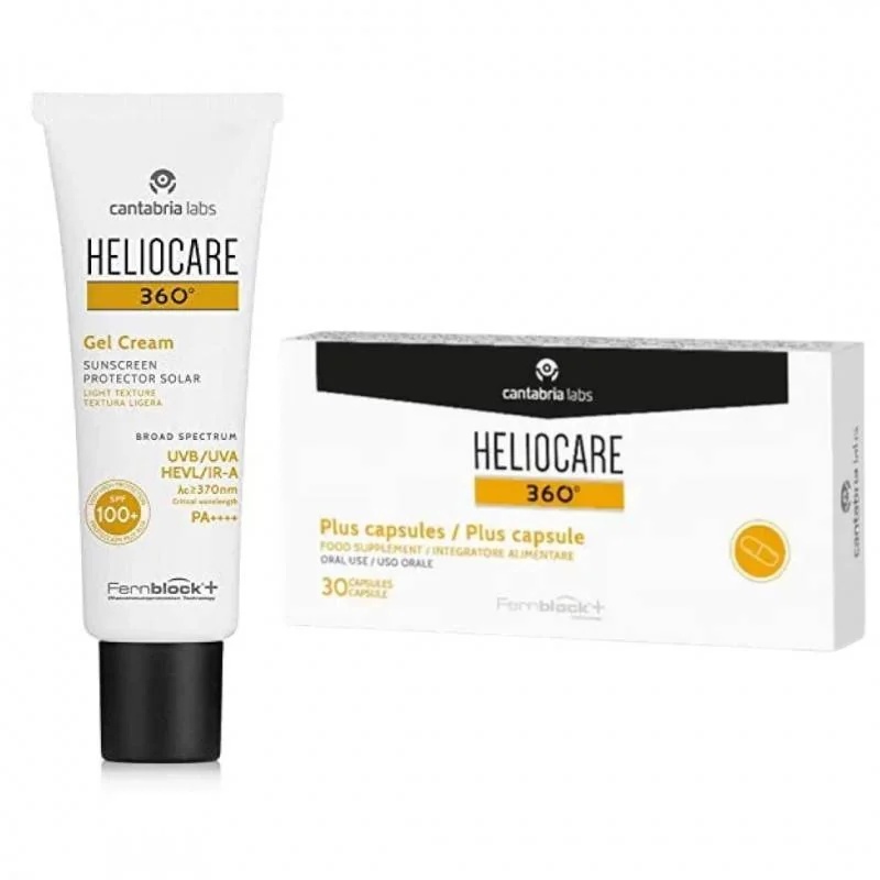 HELIOCARE Heliocare 360° gel creme 100+ C/ Heliocare 360° Plus cápsulas para pele com tendência a eritema