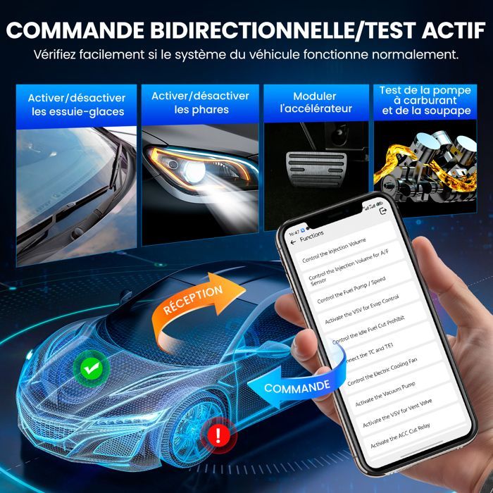 Herramienta de diagnóstico OBD2 KINGBOLEN Ediag Elite (en francés), escáner de diagnóstico para automóviles con prueba activa y actualizaciones gratuitas de por vida.