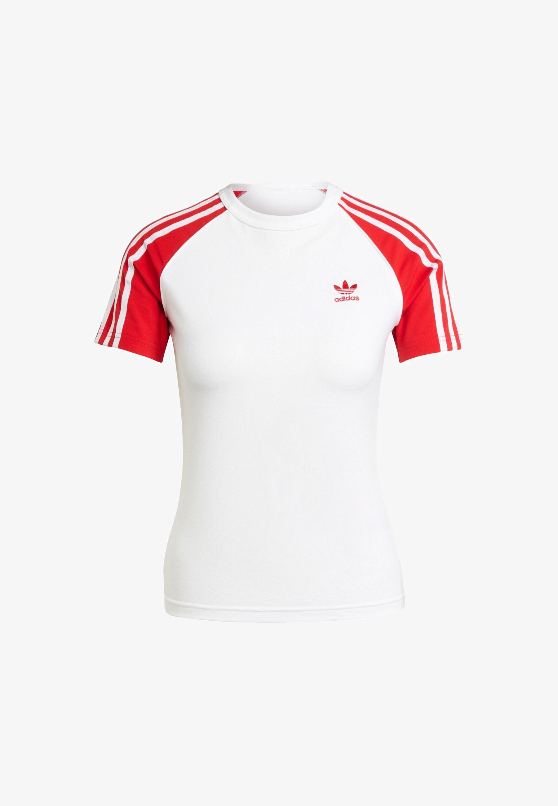 adidas Originals 3S SLIM - Basic póló - fehér/fehér/skarlátvörös