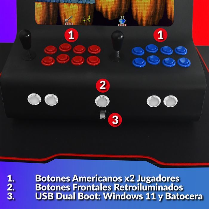 Máquina de Arcade Retrô - Preta - Console para Sala de Estar - Jogos Batocera Inclusos