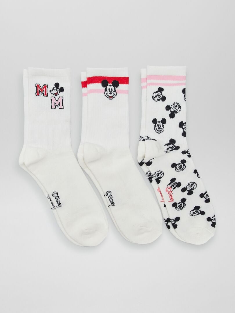 Set van 3 paar 'Mickey Mouse'-sokken - WIT