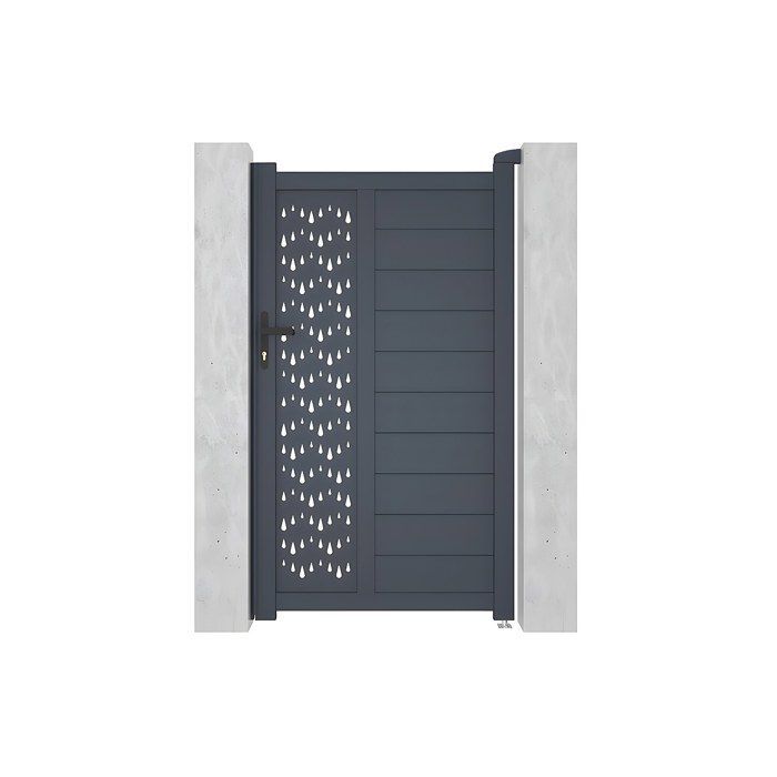 Puerta batiente semimaciza de aluminio GREGOR con diseño, 103 x 180 cm, color antracita.