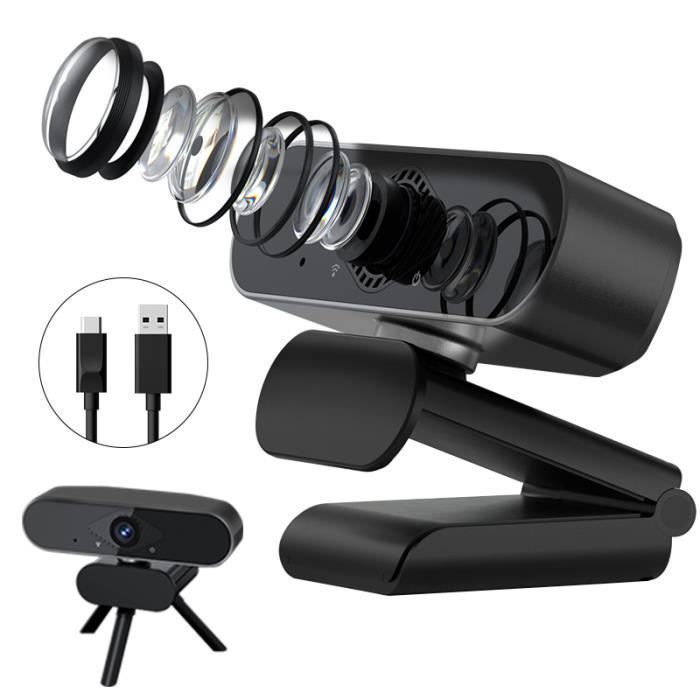 UVERBON  Webcam PC 2K Full HD Caméra Web avec Auto Focus , Microphone Antibruit , 360° Rotation , Windows, Mac , Android + Trépied